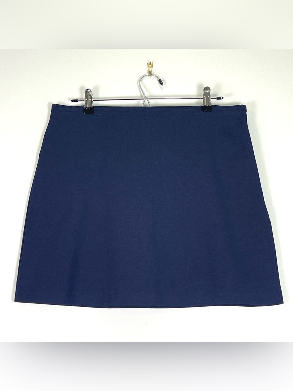 EVERLANE Navy Blue Stretch Mini Skirt Elastic Zip Close Waist Size Large